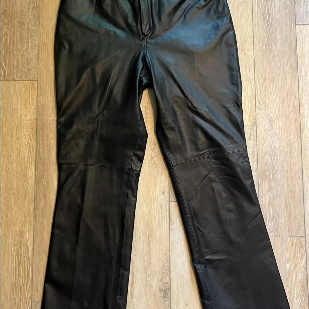 Vintage 90s Newport News Women’s Black 100% Leather Pants, Size 12